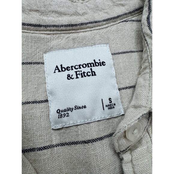 Abercrombie & Fitch Womens Linen Striped Button-Down Shirt Dress S Ivory Boho - Picture 5 of 14